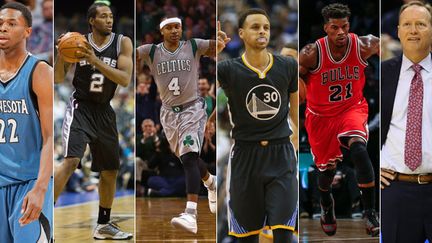 Andrew Wiggins (Minnesota), Kawhi Leonard (San Antonio), Isaiah Thomas (Boston), Stephen Curry (Golden State), Jimmy Butler (Chicago) et Mike Budenholzer (Atlanta), les lauréats de la saison NBA selon Francetv Sport