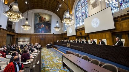 
Vue de la salle d'audience de la Cour internationale de justice (CIJ) le 17 mars 2016, La Haye, Pays-Bas (UN Photo/CIJ-ICJ/Frank van Beek. Avec l&#039;aimable autorisation de la CIJ. Tous droits réservés.)