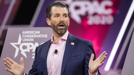 Donald Trump Jr, le fils aîné de Donald Trump, lors d'une conférence, le 28 février 2020.&nbsp; (SAMUEL CORUM / GETTY IMAGES NORTH AMERICA / AFP)