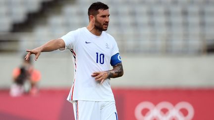 André-Pierre Gignac face au Mexique lors des JO de Tokyo 2021. (FRANCK FIFE / AFP)