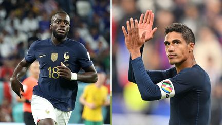 Les défenseurs Dayot Upamecano et Raphaël Varane sous les couleurs de l'équipe de France. (AFP)