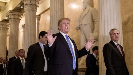 Le président américain Donald Trump dans les couloirs du Congrès, à Washington, le 19 juin 2018.&nbsp; (ALEX WROBLEWSKI / GETTY IMAGES NORTH AMERICA / AFP)