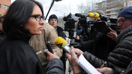 L'avocate des deux adolescents toulousains candidats au jihad en Syrie,&nbsp;Agn&egrave;s Duf&eacute;tel-Cordier, quitte le commissariat o&ugrave; ils &eacute;taient entendus, &agrave; Toulouse,&nbsp;le 30 janvier 2014. (ERIC CABANIS / AFP)