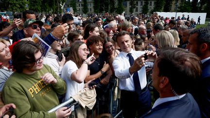 Emmanuel Macron during a visit to Normandy in Bayeux, June 7, 2024. (BENOIT TESSIER / POOL / AFP)