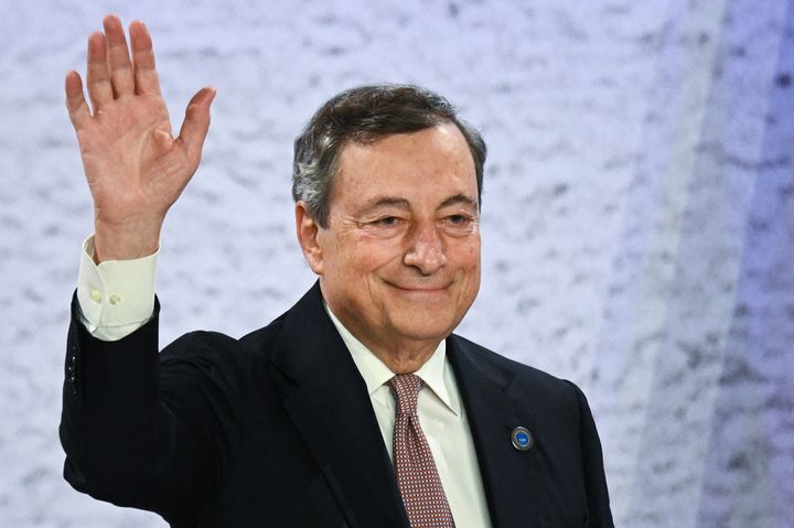 Le Premier ministre italien, Mario Draghi, lors du sommet du G20 à&nbsp;Rome, le 31 octobre 2021. (ANDREAS SOLARO / AFP)