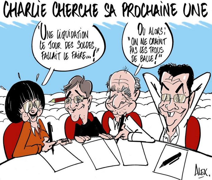 Le dessinateur du Courrier Picard Alex rend hommage à Charlie Hebdo en imaginant les dessinateurs cherchant la Une @alexdessinateur 
 (Alex)