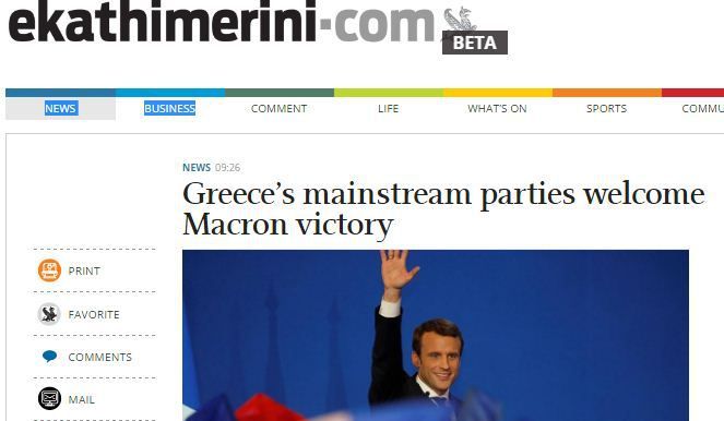 Les principaux partis grecs saluent la victoire de M.Macron (ekathimerini.com)