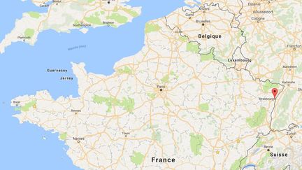 Capture d'écran d'une carte pointant la ville de Strasbourg où un homme juif a été agressé, le 19 août 2016. (GOOGLE MAPS)