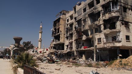 Un quartier du camp de Yarmouk, au sud de Damas (Syrie), samedi 4 avril 2015. (DMITRIY VINOGRADOV / RIA NOVOSTI / AFP)