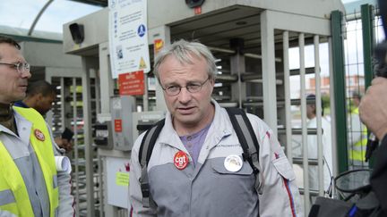 Jean-Pierre Mercier, délégué central CGT du groupe PSA, le 23 mai 2014, sur le site de PSA à Poissy (Yvelines). (MAXPPP)