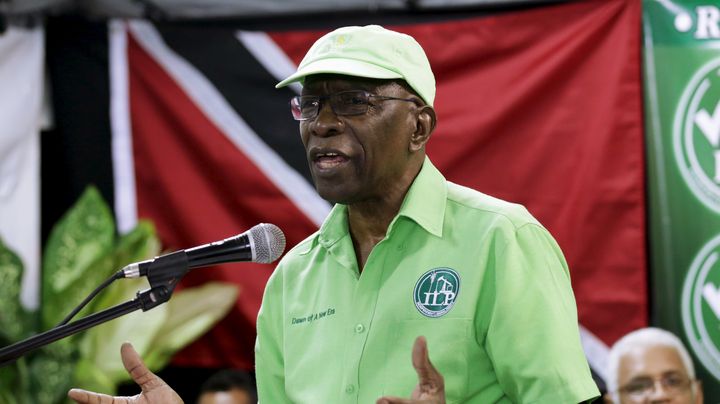 L'ancien vice-pr&eacute;sident de la Fifa Jack Warner lors d'un meeting politique &agrave; Marabella (Trinidad-et-Tobago), le 3 juin 2015. (ANDREA DE SILVA / REUTERS)