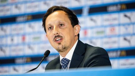 Pablo Longoria, le 9 juillet 2024, à Marseille. (CLEMENT MAHOUDEAU / AFP)