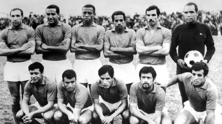 L'équipe de football du Maroc à la Coupe du monde 1970. L'Afrique a finalement obtenu cette année là une place en phase finale de la compétition.