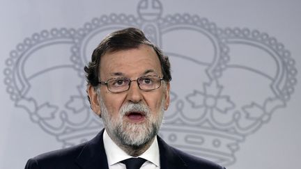 Le chef du gouvernement espagnol Mariano Rajoy, lors d'une conférence de presse, à Madrid, le 20 septembre 2017. (JAVIER SORIANO / AFP)