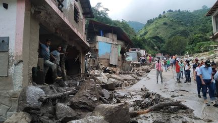 Les dégâts des intempéries à Tovar, dans l'Etat de Merida (Venezuela), le 25 août 2021. (EURO LOBO / AP / SIPA)