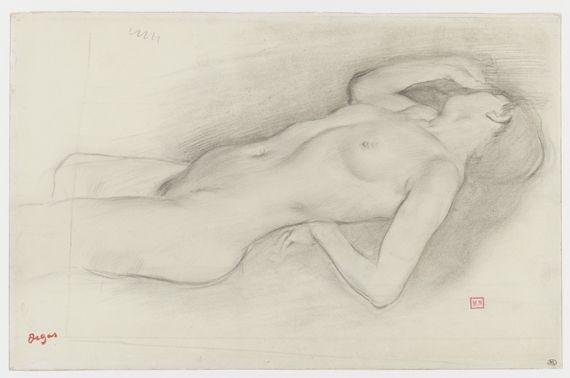 "Femme nue couch&eacute;e", la t&ecirc;te &agrave; droite, &eacute;tude pour "Sc&egrave;ne de guerre au Moyen Age", 1863-1865. Mus&eacute;e d&rsquo;Orsay, Paris. (RMN (MUSÉE D’ORSAY) / STÉPHANE MARÉCHALLE)