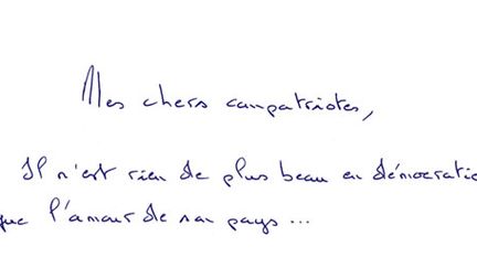 La lettre de Nicolas Sarkozy "au peuple français" (DR)