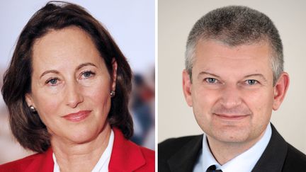 S&eacute;gol&egrave;ne Royal, le 9 octobre 2011 &agrave; Paris,&nbsp;et Olivier Falorni,&nbsp;le 29 avril 2012 &agrave; La Rochelle (Charente-Maritime). (ALEXANDER KLEIN / XAVIER LEOTY / AFP)