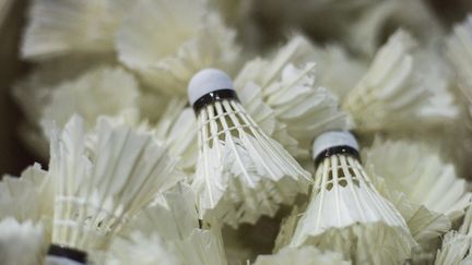 Des volants photographiés lors d'un entraînement de l'équipe de Badminton de Pékin, en Chine, le 7 janvier 2016. (FRED DUFOUR / AFP)