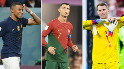 Kylian Mbappé, Cristiano Ronaldo et Manuel Neuer ont connu des fortunes diverses lors de la première journée de la phase de poules de la Coupe du monde au Qatar. (AFP)