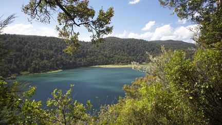 Le lac&nbsp;Waikaremoana, en Nouvelle-Z&eacute;lande, pr&egrave;s duquel quatre Fran&ccedil;ais ont film&eacute; leur chute dans une rivi&egrave;re, apr&egrave;s la rupture d'un pont suspendu, en septembre 2015.&nbsp; (DAVID WALL PHOTO / LONELY PLANET IMAGES / GETTY IMAGES )