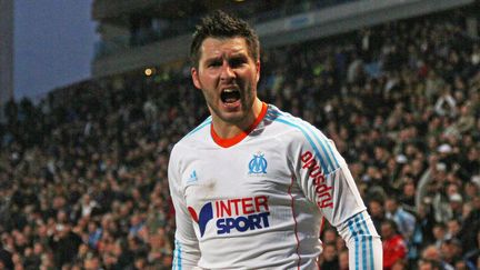 L'attaquant de l'OM Andr&eacute;-Pierre Gignac f&ecirc;te son but lors d'un match contre Troyes, le 3 mars 2013.&nbsp; (VILLALONGA KARINE/SIPA)