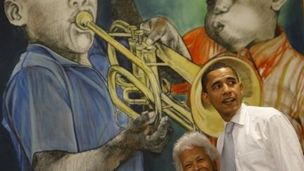 7 février 2008 : Barack Obama dans un restaurant de la Nouvelle-Orléans (Louisiane). (© AFP/Emmanuel Dunand)