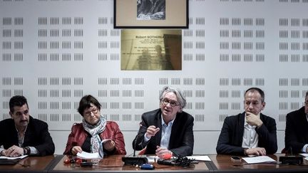 Jean-Claude Mailly au siège de Force ouvrière lors d'une conférence de presse donnée le 20 février 2017. (PHILIPPE LOPEZ / AFP)