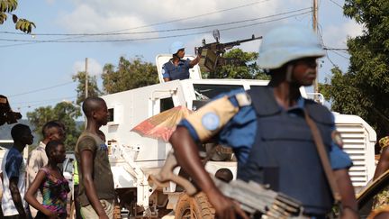 Des Casques Bleus de la Minusca, à Bangui (Centrafrique), en octobre 2015. (HERVE  SEREFIO / CITIZENSIDE.COM / AFP)