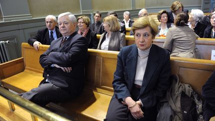 Ghislaine Marchand- de Vedrines, l'une des "reclus de Monflanquin", le 22 avril 2013 &agrave; Bordeaux, lors de l'ouverture du proc&egrave;s en appel de Thierry Tilly. (MEHDI FEDOUACH / AFP)