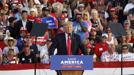 L'ancien président Donald Trump lors d'un meeting dans l'Ohio (Etats-Unis), le 26 juin 2021. (STEPHEN ZENNER / AFP)