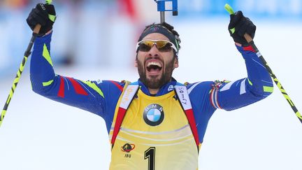 La rage et la joie de Martin Fourcade après une nouvelle victoire ! (KARL-JOSEF HILDENBRAND / DPA)