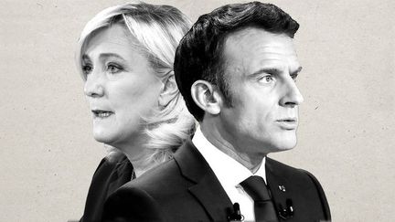 Marine Le Pen et Emmanuel Macron, les deux finalistes de l'élection présidentielle de 2022.&nbsp; ((CORBIS / GETTY IMAGES / JESSICA KOMGUEN / FRANCEINFO))