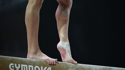 Une gymnaste lors des championnats d'Europe de gymnastique artistique, en Turquie, le 14 avril 2023. (OZAN KOSE / AFP)