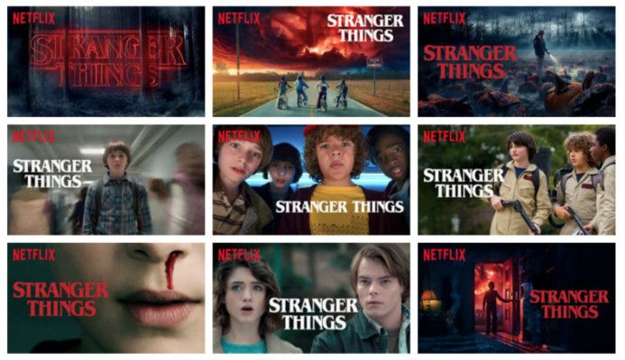 Différentes&nbsp;vignettes imaginées par Netflix pour promouvoir la série "Stranger Things" sur leur plateforme. (MEDIUM / NETFLIX)