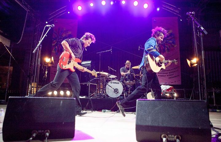 Le groupe suisse &quot;77 Bombay Street&quot; dans les jardins du Palais Royal à Paris
 (SIPA/Matthieu Marquenet)