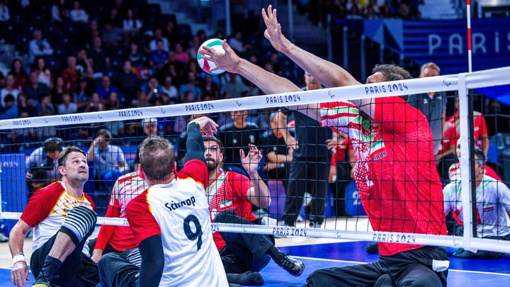 Match opposant l'Allemagne à l'Iran, aux Jeux paralympiques de Paris 2024, le 3 septembre. (JENS BUTTNER / AFP)