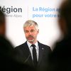 Le président LR de la région Auvergne-Rhône-Alpes, Laurent Wauquiez, lors d'une conférence de presse à Lyon, le 12 décembre 2022. (NICOLAS GUYONNET / HANS LUCAS / AFP)