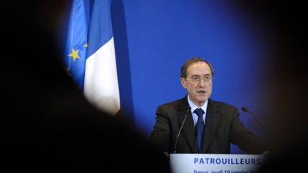 Le ministre de l'Intérieur, Claude Guéant, prononce un discours à Nancy le 19 janvier (AFP PHOTO / JEAN-CHRISTOPHE VERHAEGEN)