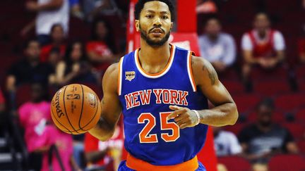 Derrick Rose sous le maillot des New York Knicks le 4 octobre dernier (SCOTT HALLERAN / GETTY IMAGES NORTH AMERICA)