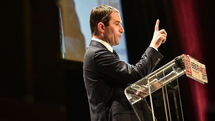 Le candidat à la primaire de la gauche, Benoît Hamon, le 17 janvier 2017 à Bordeaux (Gironde). (UGO AMEZ / SIPA)