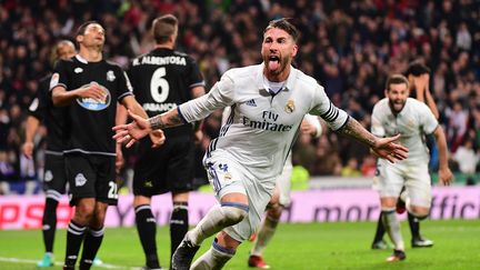 Sergio Ramos exulte après son but victorieux (PIERRE-PHILIPPE MARCOU / AFP)