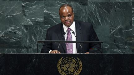 Le roi Mswati III lors d'une assemblée à l'ONU à New York, le 20 septembre 2017. (JEWEL SAMAD / AFP)