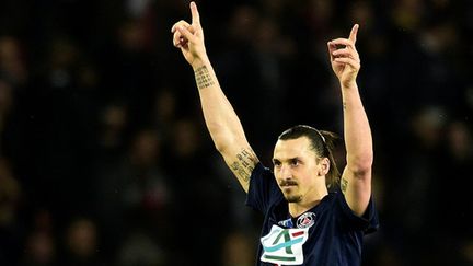 L'attaquant du PSG Zlatan Ibrahimovic lors de son 100e but sous le maillot parisien