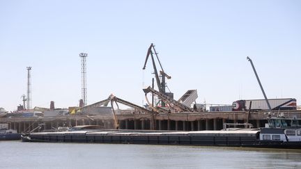 Le port de Reni sur le Danube, dans le sud de l'Ukraine, près de la Roumanie, le 21 juillet 2022. (SERGII KHARCHENKO / NURPHOTO / AFP)