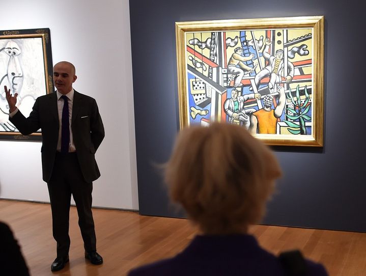 Présentation de l'oeuvre de Fernand Léger "Les constructeurs avec arbre"
 (DON EMMERT / AFP)