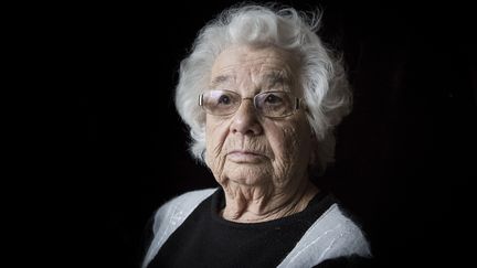 Esther Senot, rescapée du&nbsp;camps de Auschwitz-Birkenau, ci-contre en 2015. (PHILIPPE DE POULPIQUET / MAXPPP)