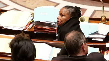 La ministre de la Justice, Christiane Taubira, en session de nuit &agrave; l'Assembl&eacute;e nationale, le 4 f&eacute;vrier 2013. (MAXPPP)