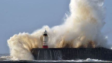 De fortes vagues fouettent le phare de Newhaven (Royaume-Uni), le 15 f&eacute;vrier 2014. (GLYN KIRK / AFP)