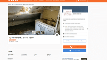 Capture d'écran de l'annonce immobilère mise en ligne sur le site Leboncoin, le 18 septembre 2018.&nbsp; (Le Bon Coin)